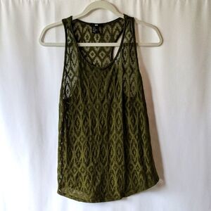 Olive Green Sheer Tank Top H&M